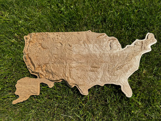 3D USA map Natural, Wooden topographic map — buy | FACTURA