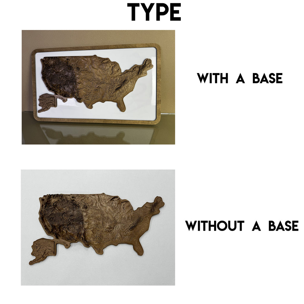 3D USA map Natural, Wooden topographic map — buy | FACTURA