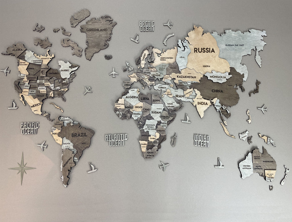3D Wooden Multilayer world map color Memory — buy | FACTURA