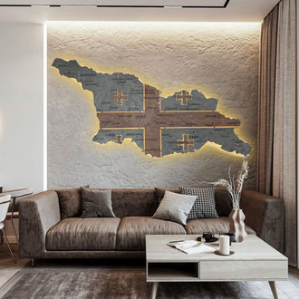 Georgia LED map on acrylic glass with backlighting between regions color Flag — buy | FACTURA