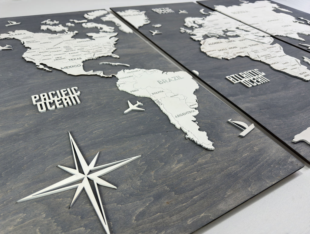 Wooden World Map Panel 1 for Wall with LED Lighting — buy | FACTURA