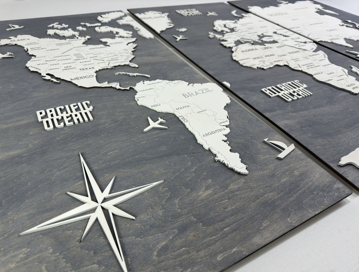 Wooden World Map Panel 1 for Wall with LED Lighting — buy | FACTURA