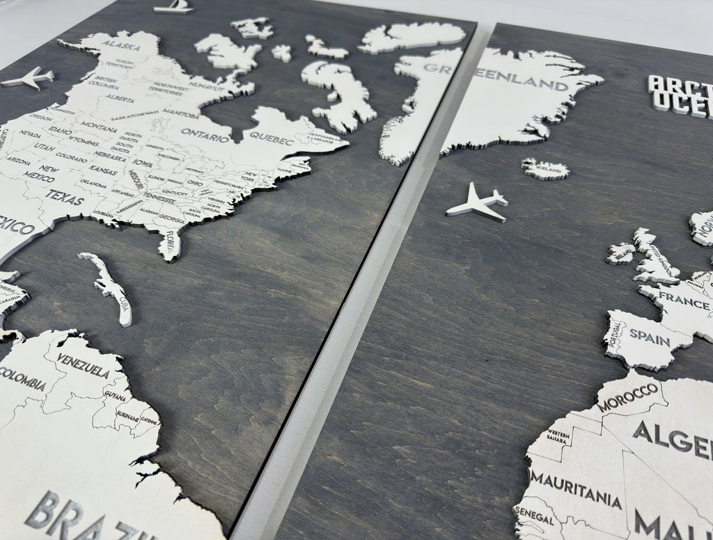 Wooden World Map Panel 1 for Wall with LED Lighting — buy | FACTURA