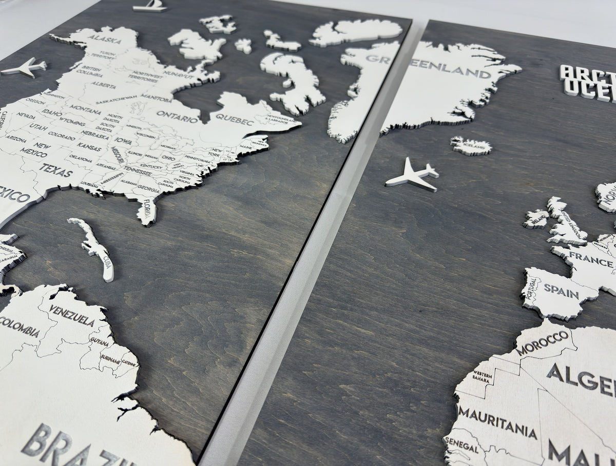 Wooden World Map Panel 1 for Wall with LED Lighting — buy | FACTURA