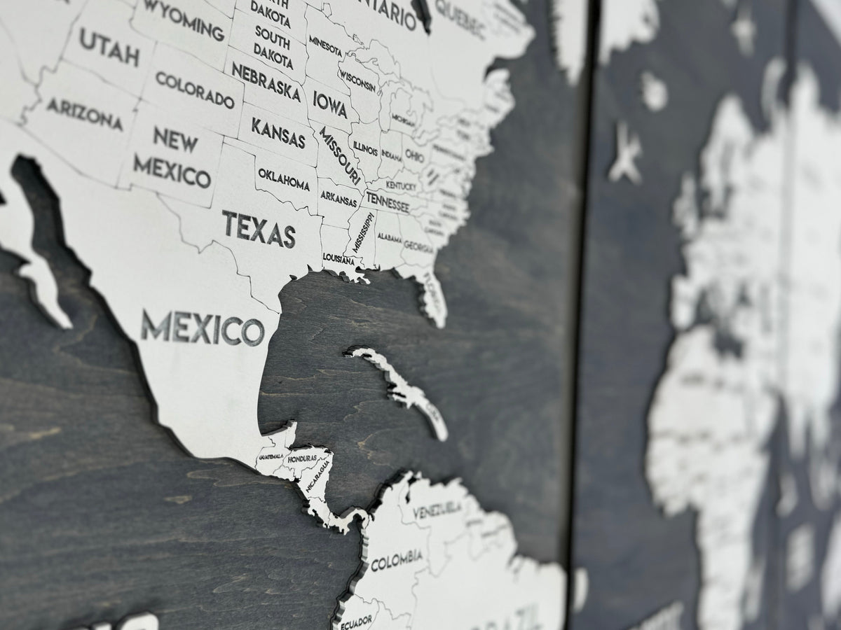 Wooden World Map Panel 1 for Wall with LED Lighting — buy | FACTURA