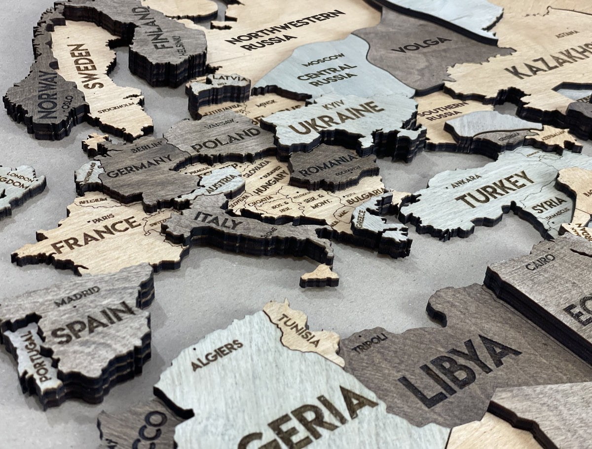 3D Wooden Multilayer world map color Memory — buy | FACTURA
