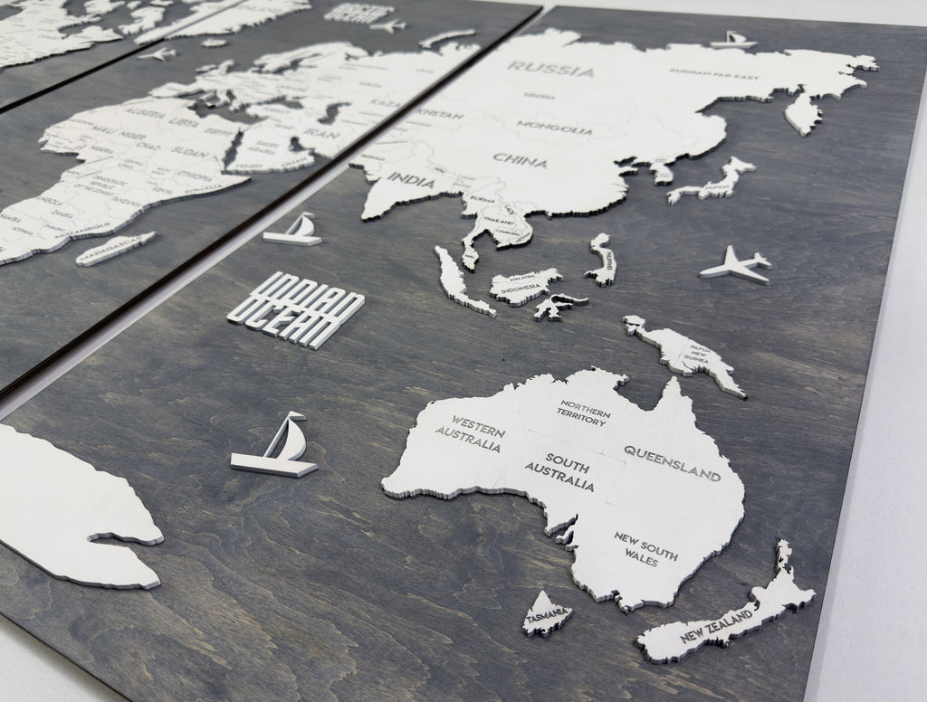 Wooden World Map Panel 1 for Wall with LED Lighting — buy | FACTURA