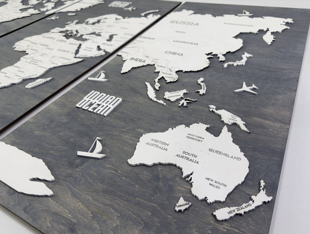 Wooden World Map Panel 1 for Wall with LED Lighting — buy | FACTURA