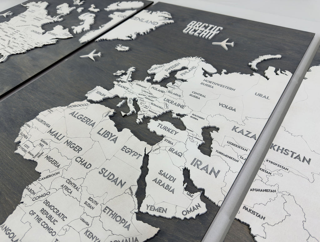 Wooden World Map Panel 1 for Wall with LED Lighting — buy | FACTURA