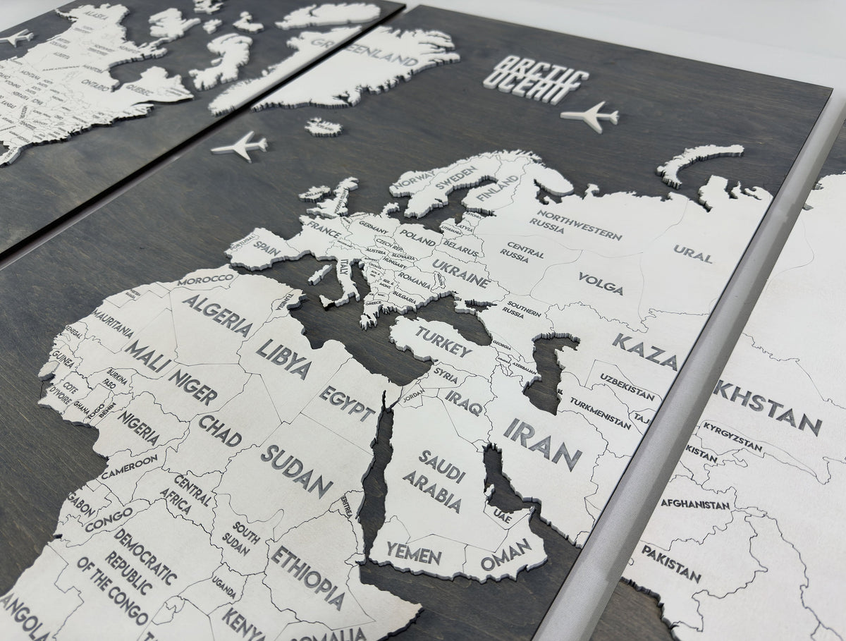 Wooden World Map Panel 1 for Wall with LED Lighting — buy | FACTURA