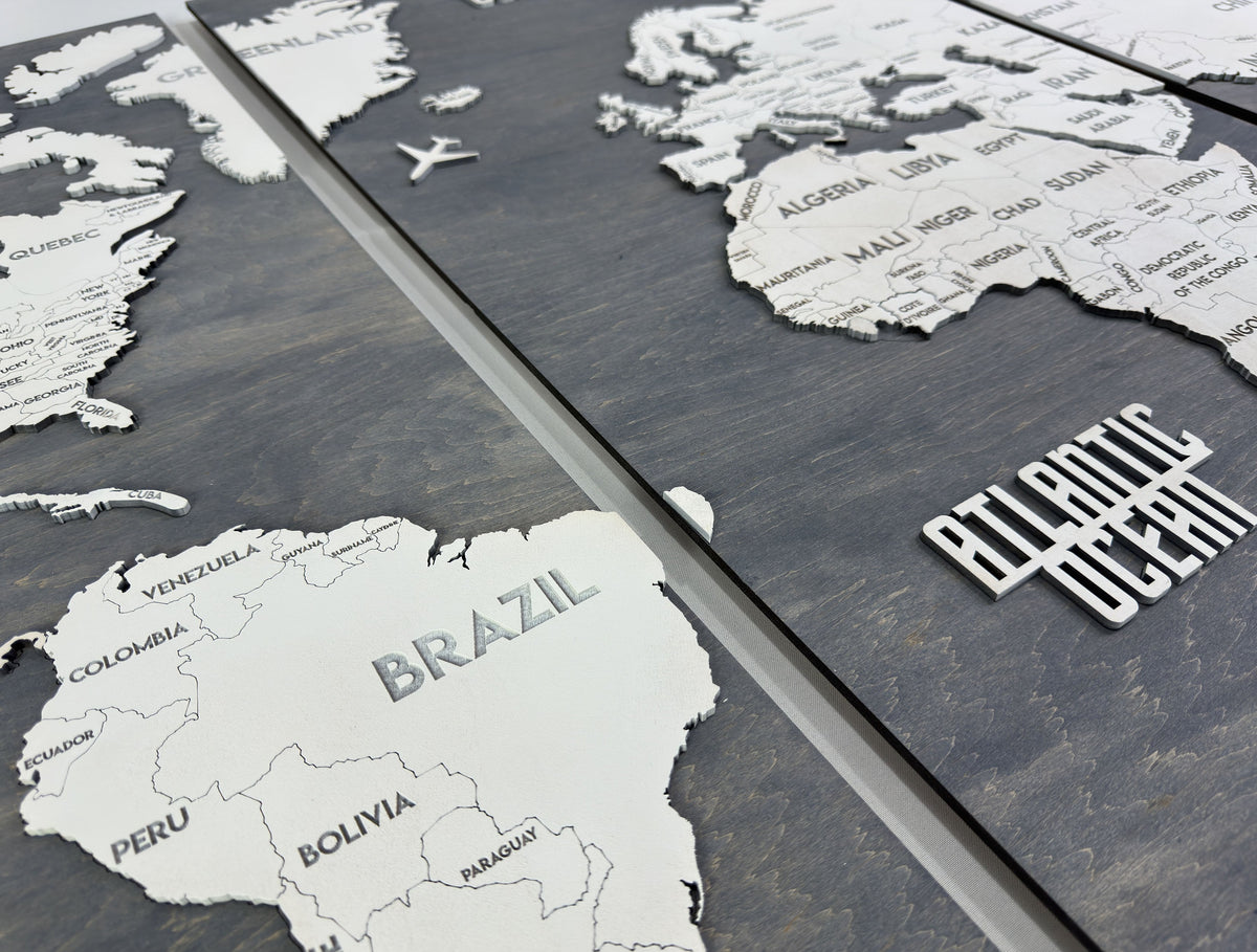 Wooden World Map Panel 1 for Wall with LED Lighting — buy | FACTURA