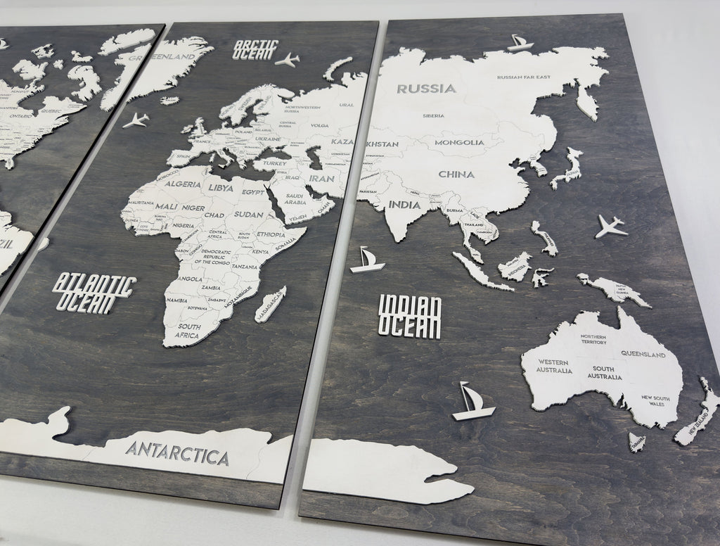 Wooden World Map Panel 1 for Wall with LED Lighting — buy | FACTURA