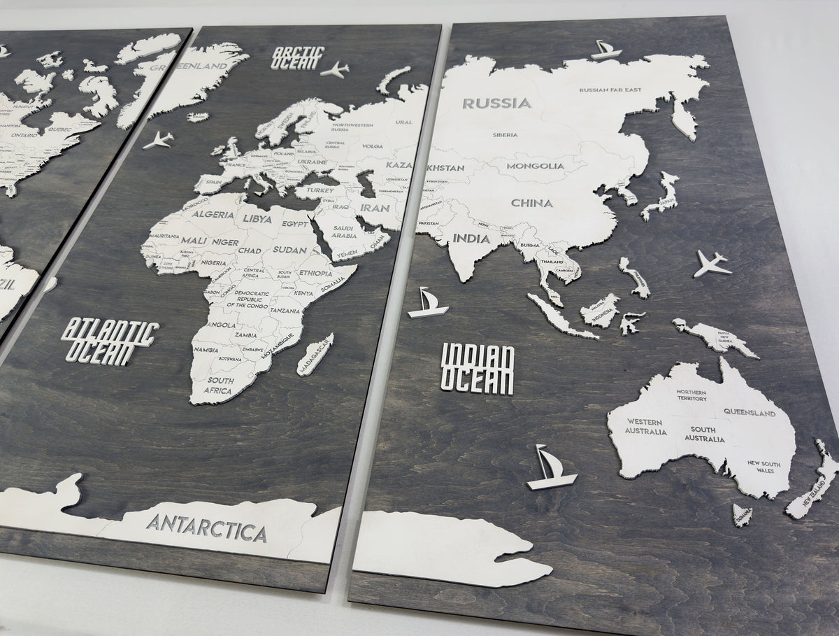 Wooden World Map Panel 1 for Wall with LED Lighting — buy | FACTURA