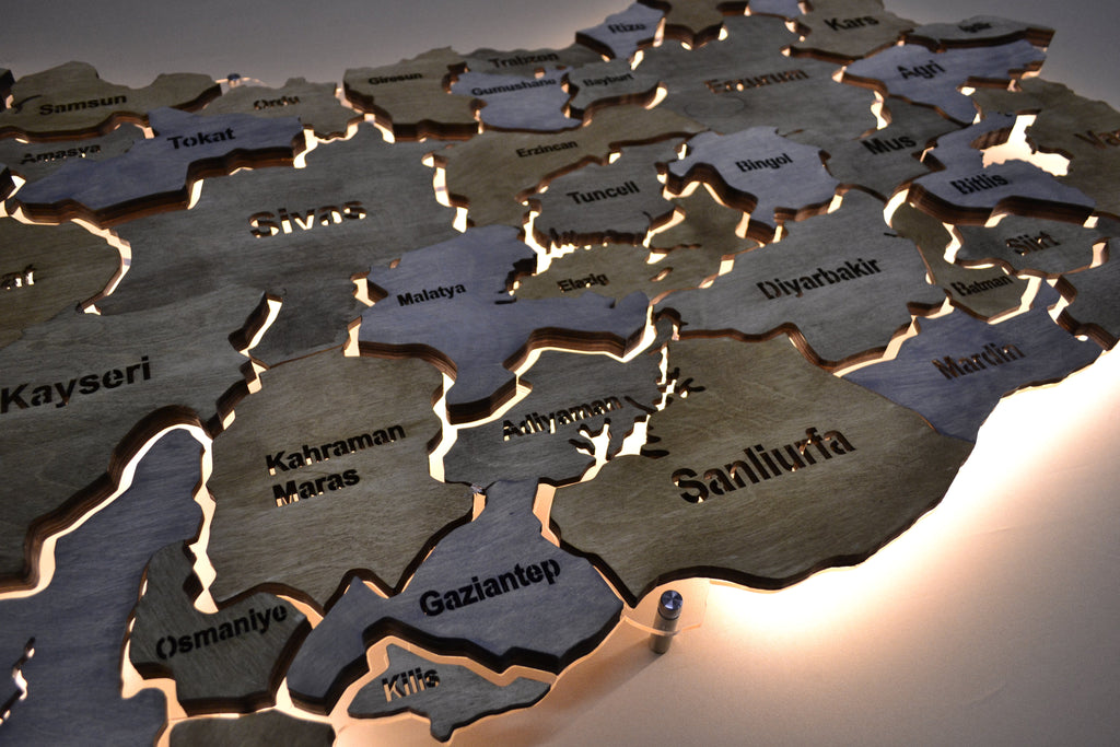 Turkey LED map on acrylic glass with backlighting between regions color Nerium — buy | FACTURA