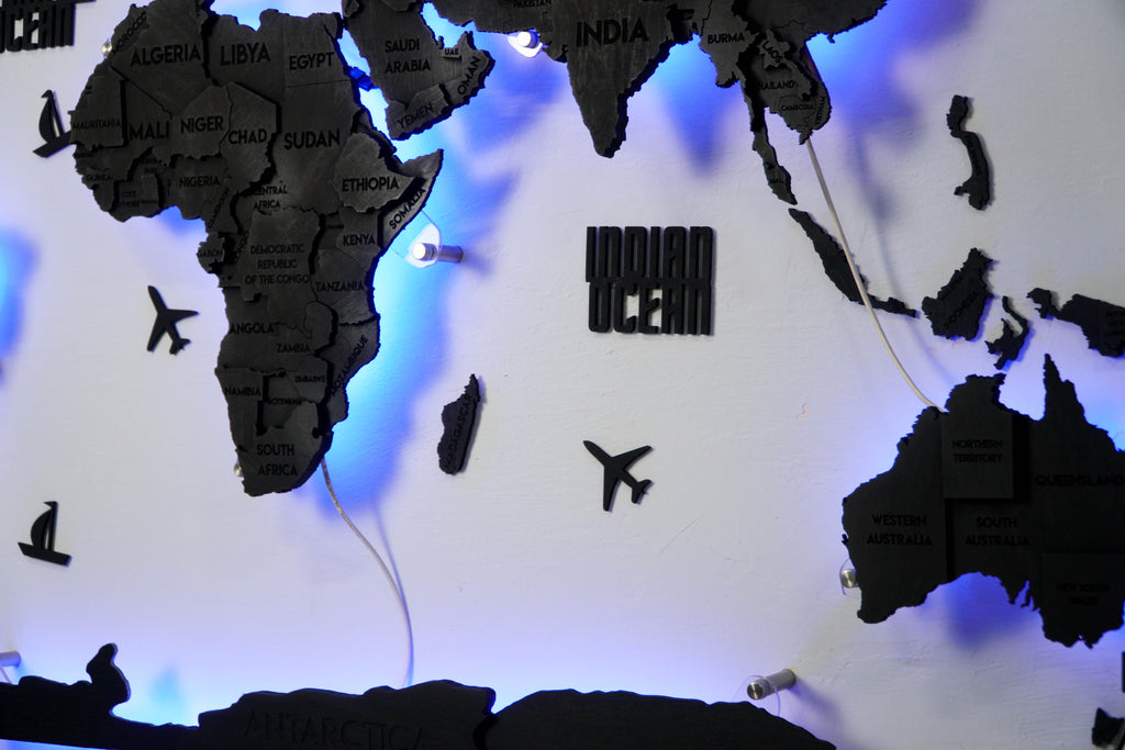 LED 3D Wooden Multilayer world map color Nero — buy | FACTURA