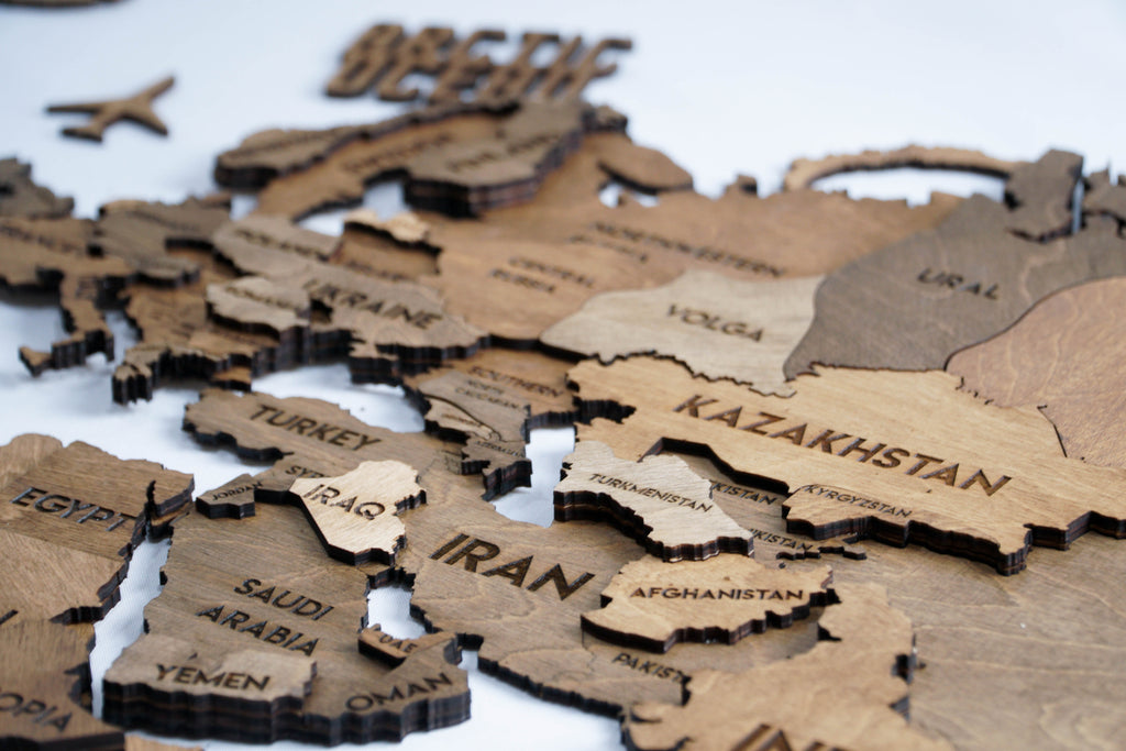 3D Wooden Multilayer world map color Brown — buy | FACTURA