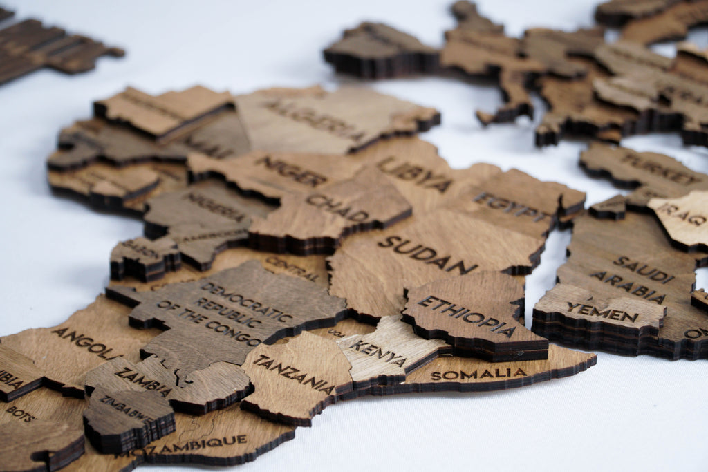 3D Wooden Multilayer world map color Brown — buy | FACTURA