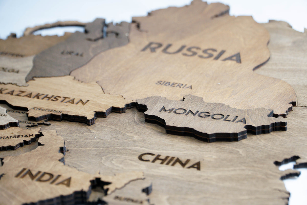3D Wooden Multilayer world map color Brown — buy | FACTURA