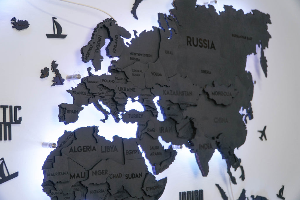 LED 3D Wooden Multilayer world map color Nero — buy | FACTURA