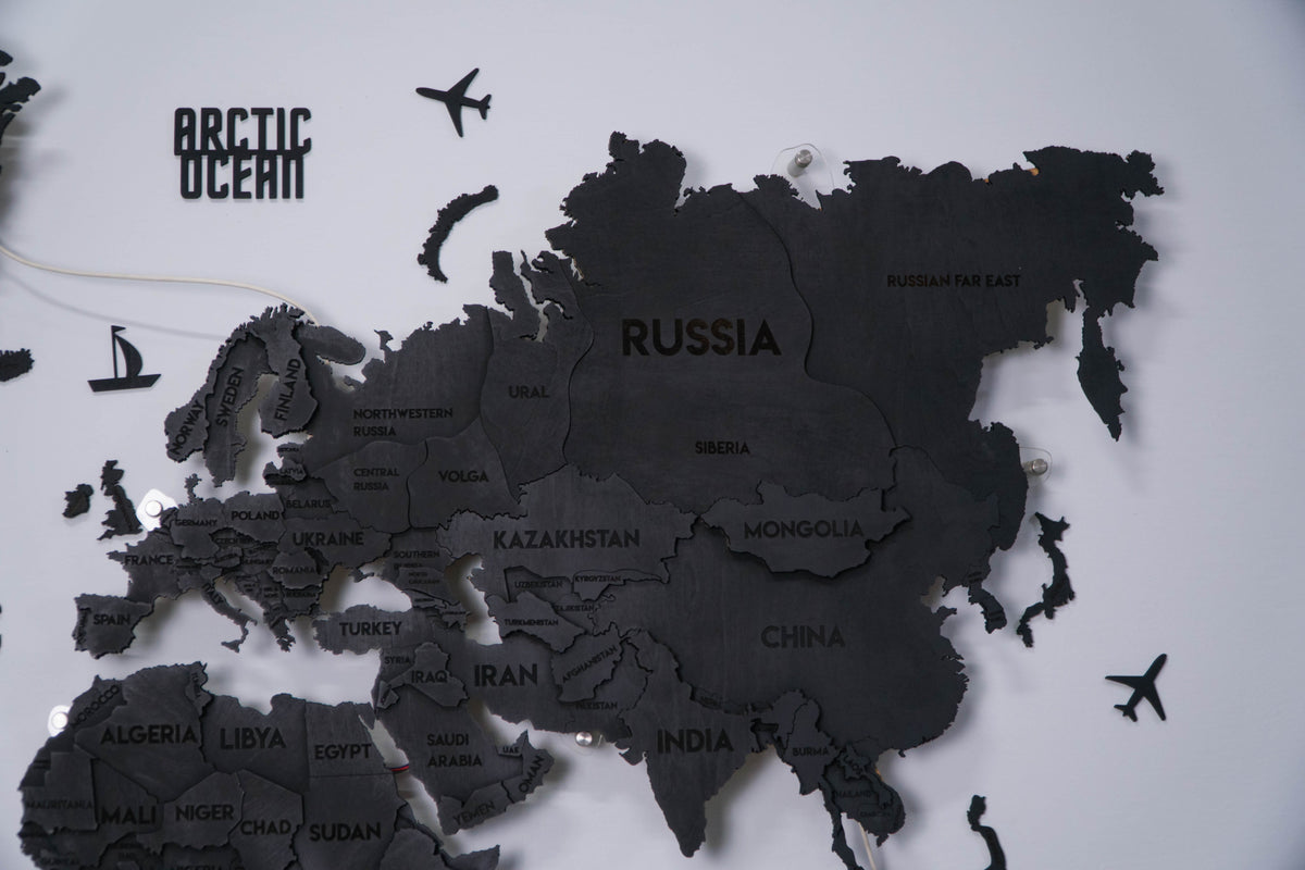 LED 3D Wooden Multilayer world map color Nero — buy | FACTURA