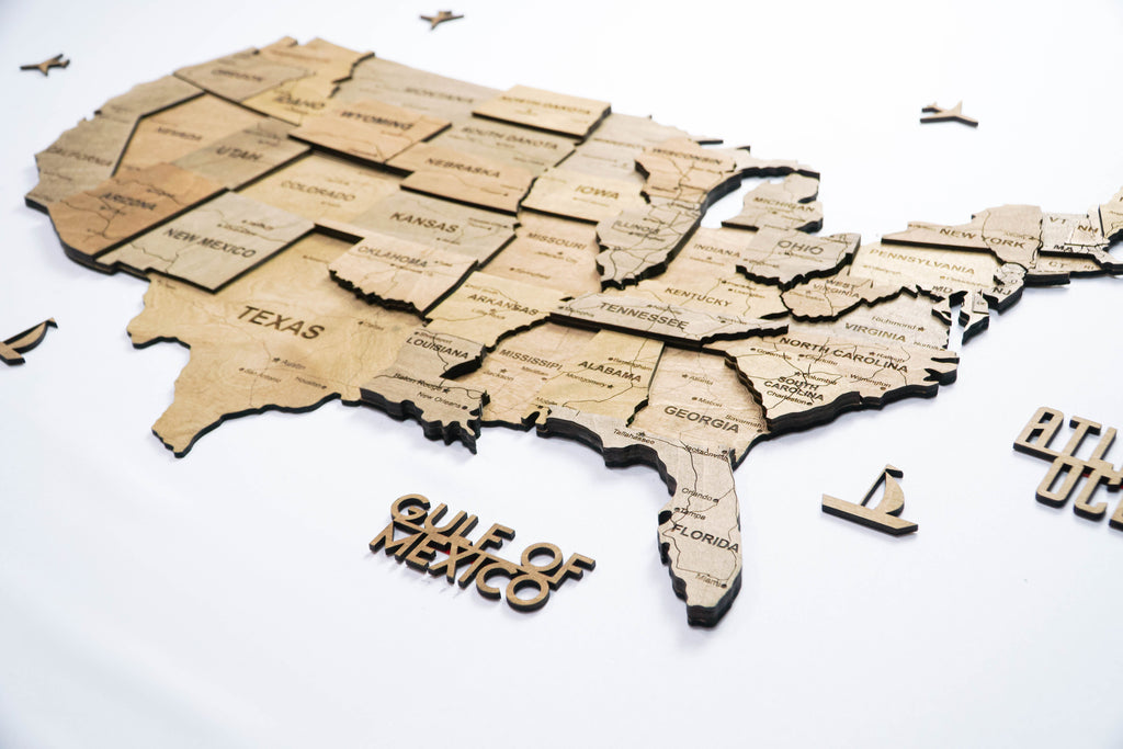3D Wooden USA Map, color Dark Tree — buy | FACTURA