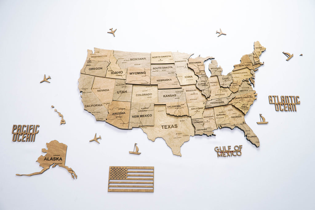 3D Wooden USA Map, color Dark Tree — buy | FACTURA