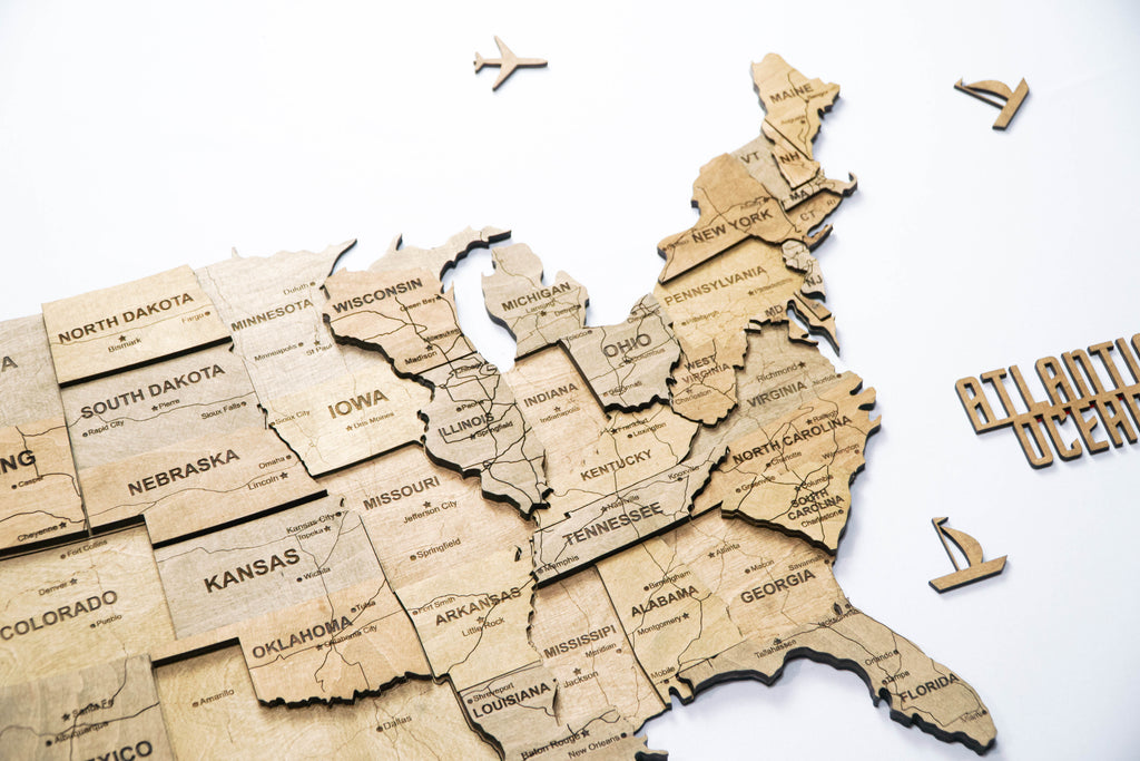 3D Wooden USA Map, color Dark Tree — buy | FACTURA