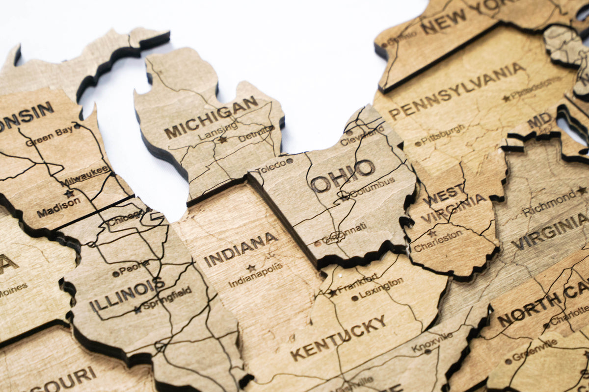 3D Wooden USA Map, color Dark Tree — buy | FACTURA