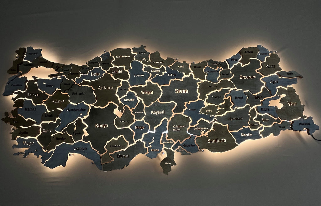 Turkey LED map on acrylic glass with backlighting between regions color Nerium — buy | FACTURA