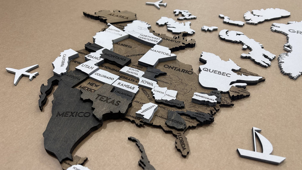 3D Wooden Multilayer world map color Grunge — buy | FACTURA