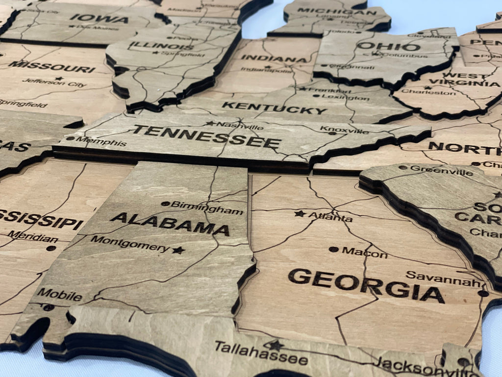 3D Wooden USA Map, color Light Tree — buy | FACTURA