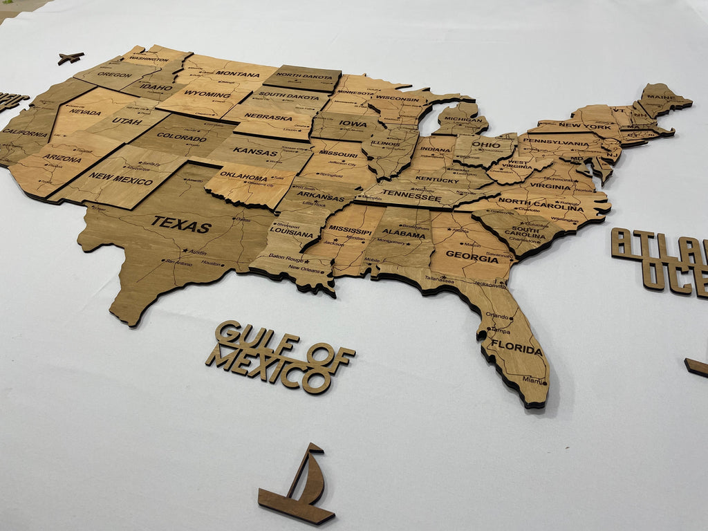 3D Wooden USA Map, color Light Tree — buy | FACTURA