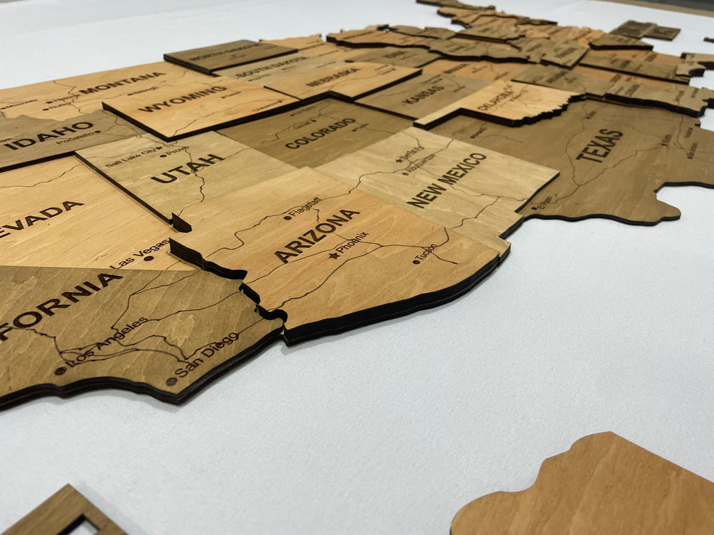 3D Wooden USA Map, color Light Tree — buy | FACTURA