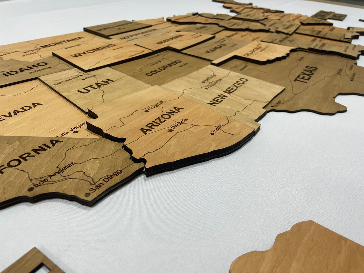 3D Wooden USA Map, color Light Tree — buy | FACTURA