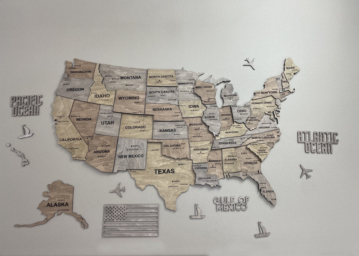 3D Wooden USA Map, color Dark Nut — buy | FACTURA