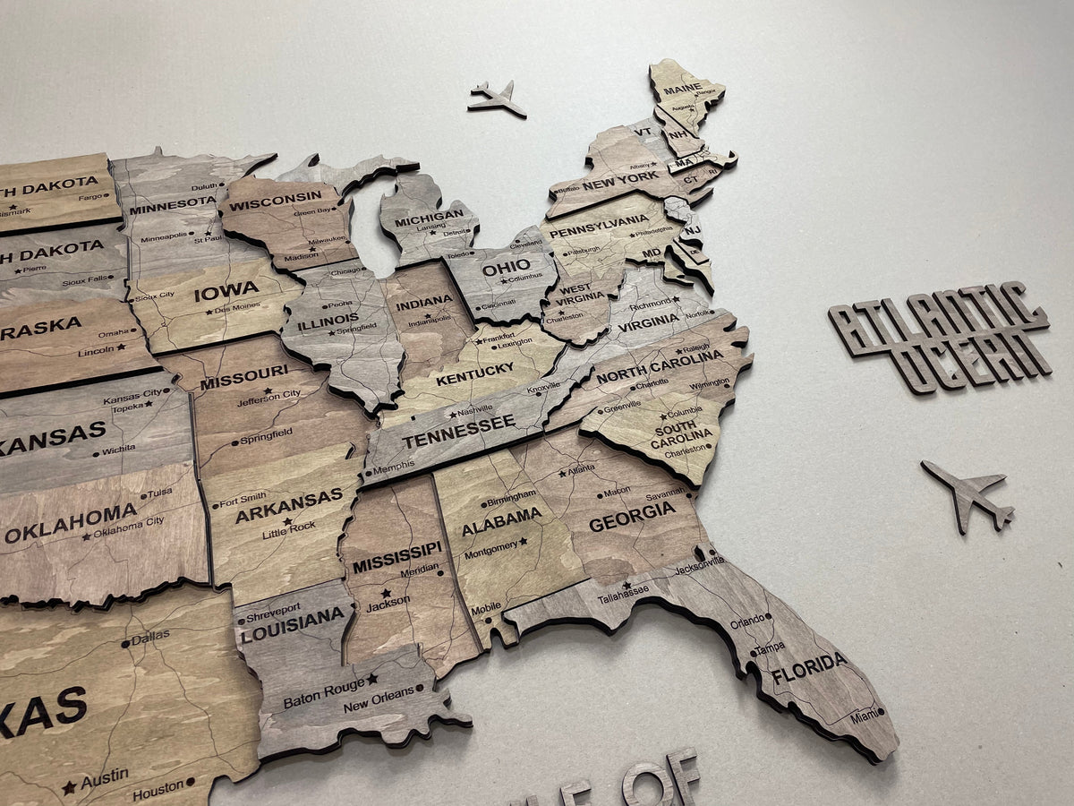 3D Wooden USA Map, color Dark Nut — buy | FACTURA