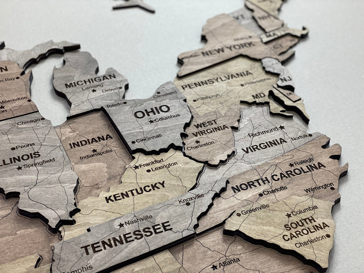 3D Wooden USA Map, color Dark Nut — buy | FACTURA