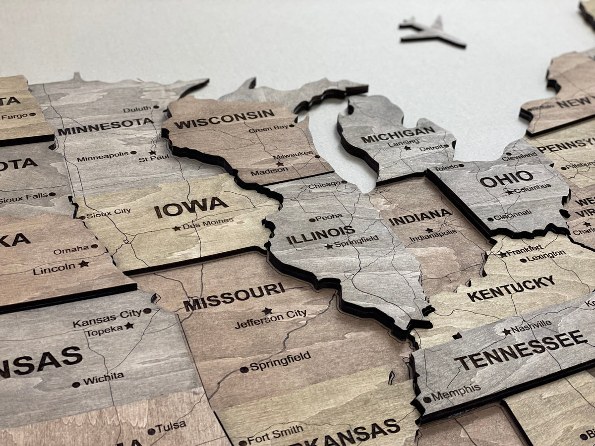 3D Wooden USA Map, color Dark Nut — buy | FACTURA