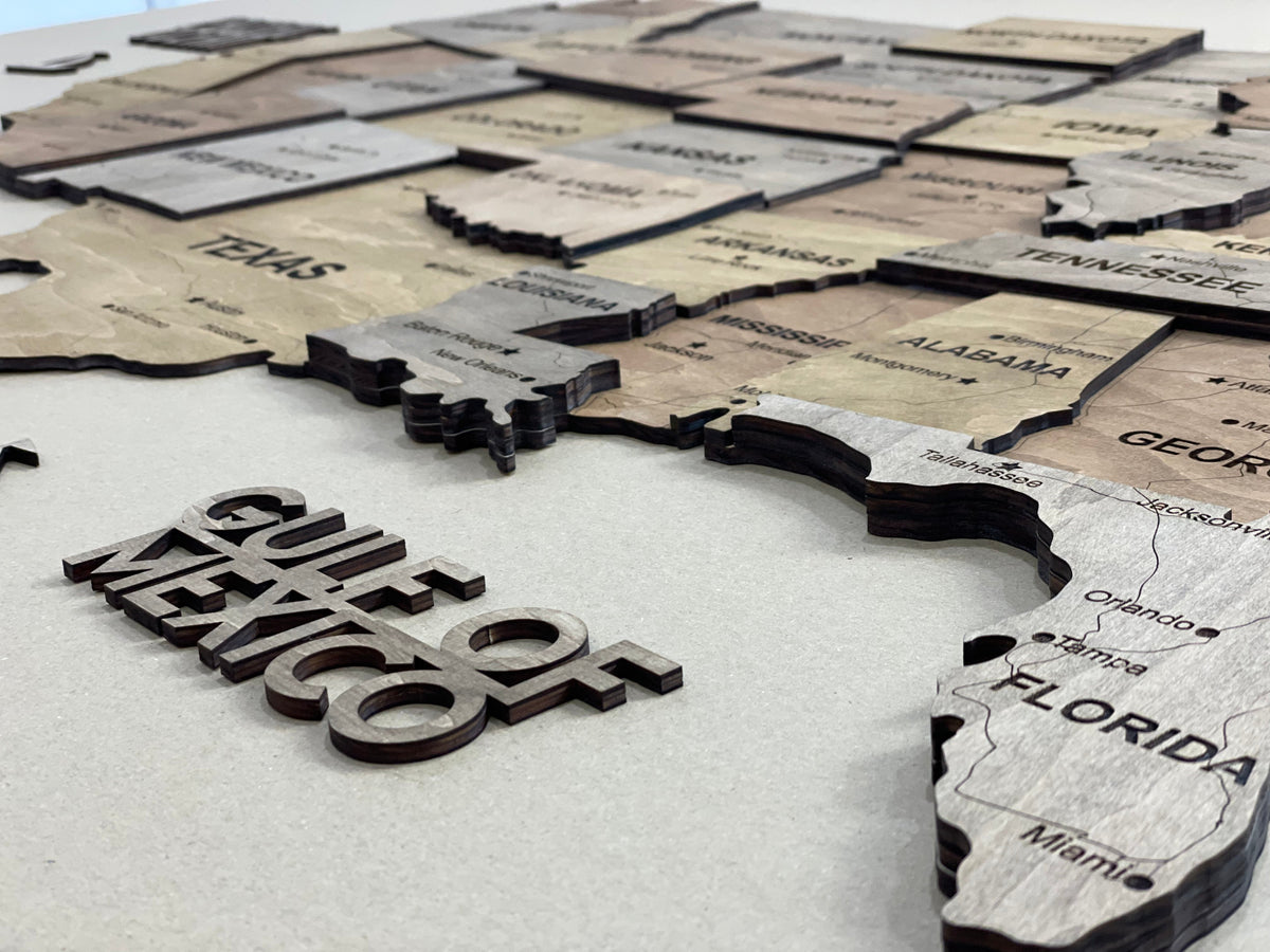 3D Wooden USA Map, color Dark Nut — buy | FACTURA