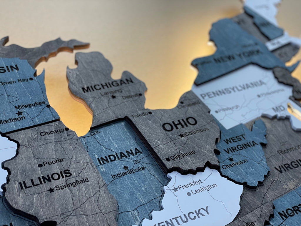 3D LED Wooden USA Map, color Loft — buy | FACTURA