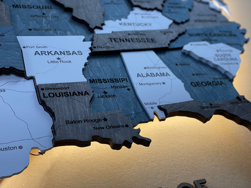 3D LED Wooden USA Map, color Loft — buy | FACTURA