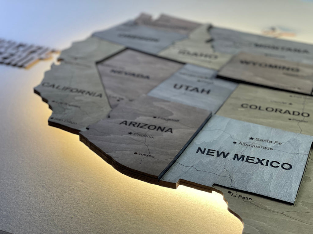 3D LED Wooden USA Map, color Dark Nut — buy | FACTURA