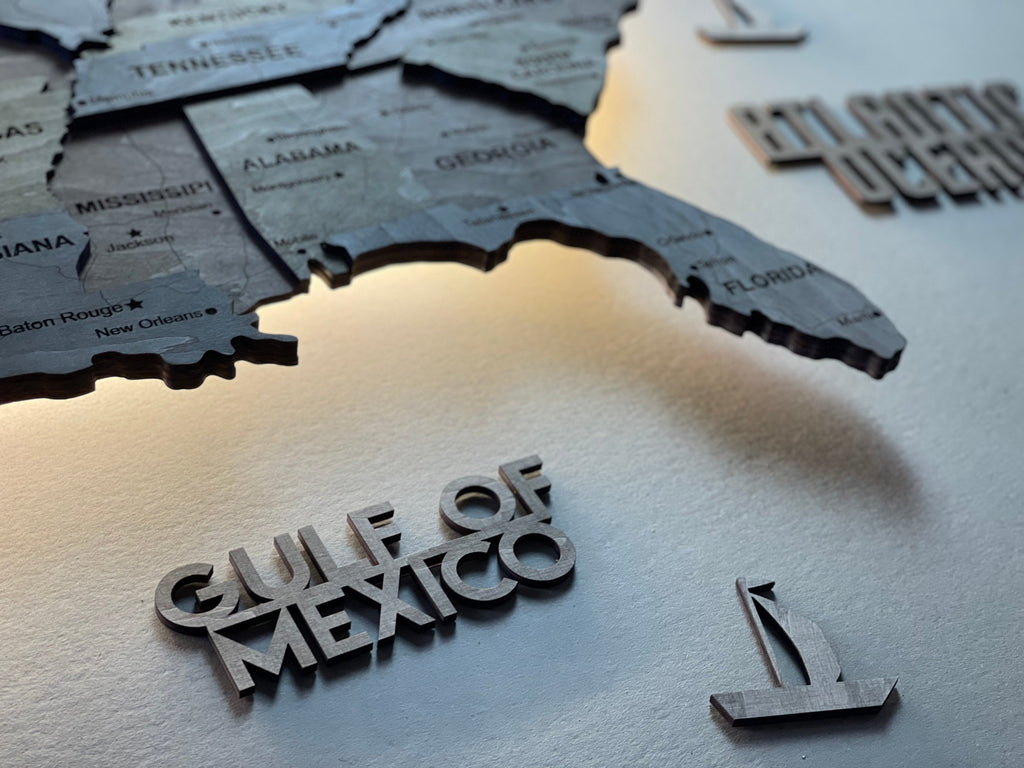 3D LED Wooden USA Map, color Dark Nut — buy | FACTURA