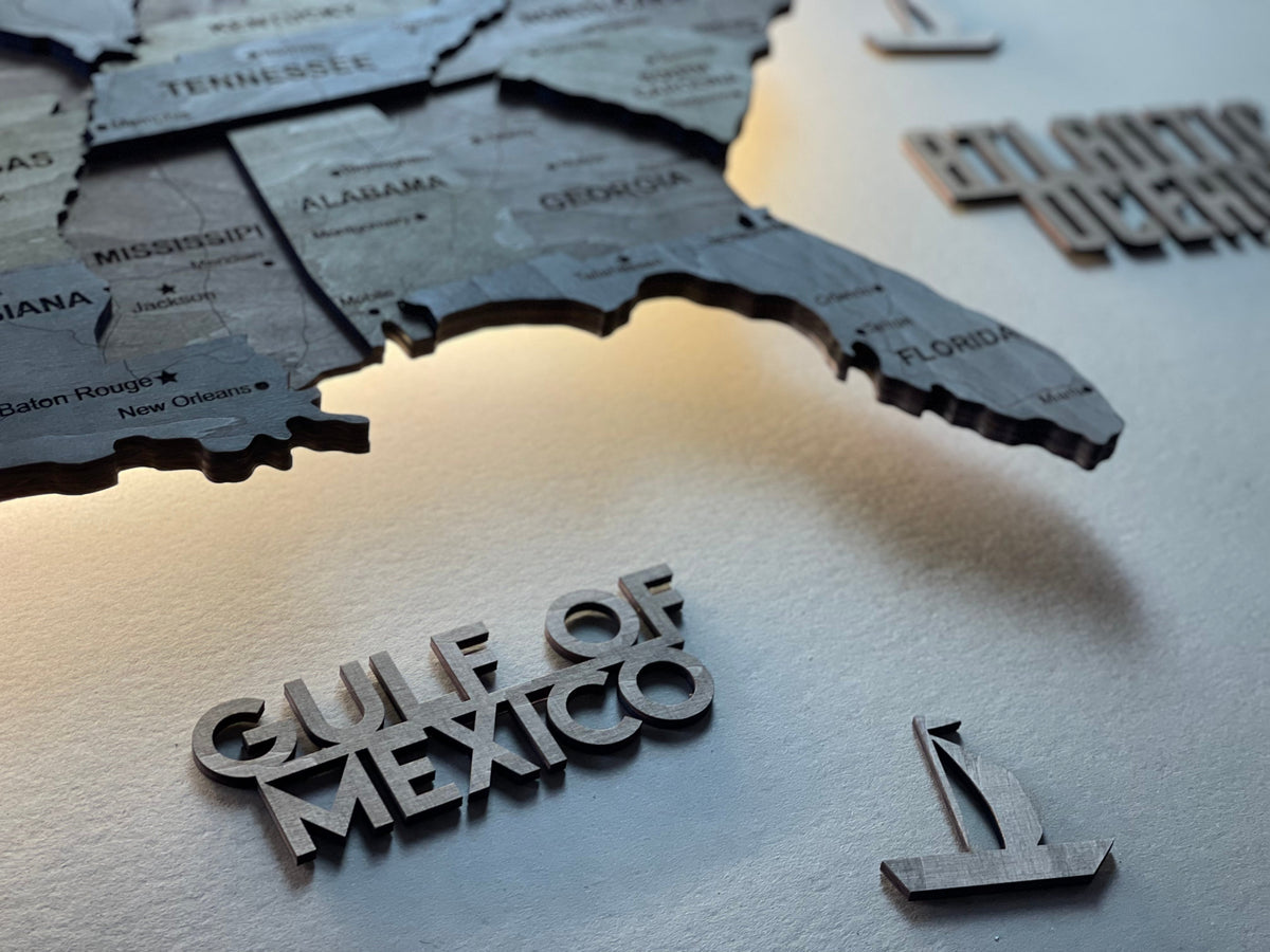 3D LED Wooden USA Map, color Dark Nut — buy | FACTURA