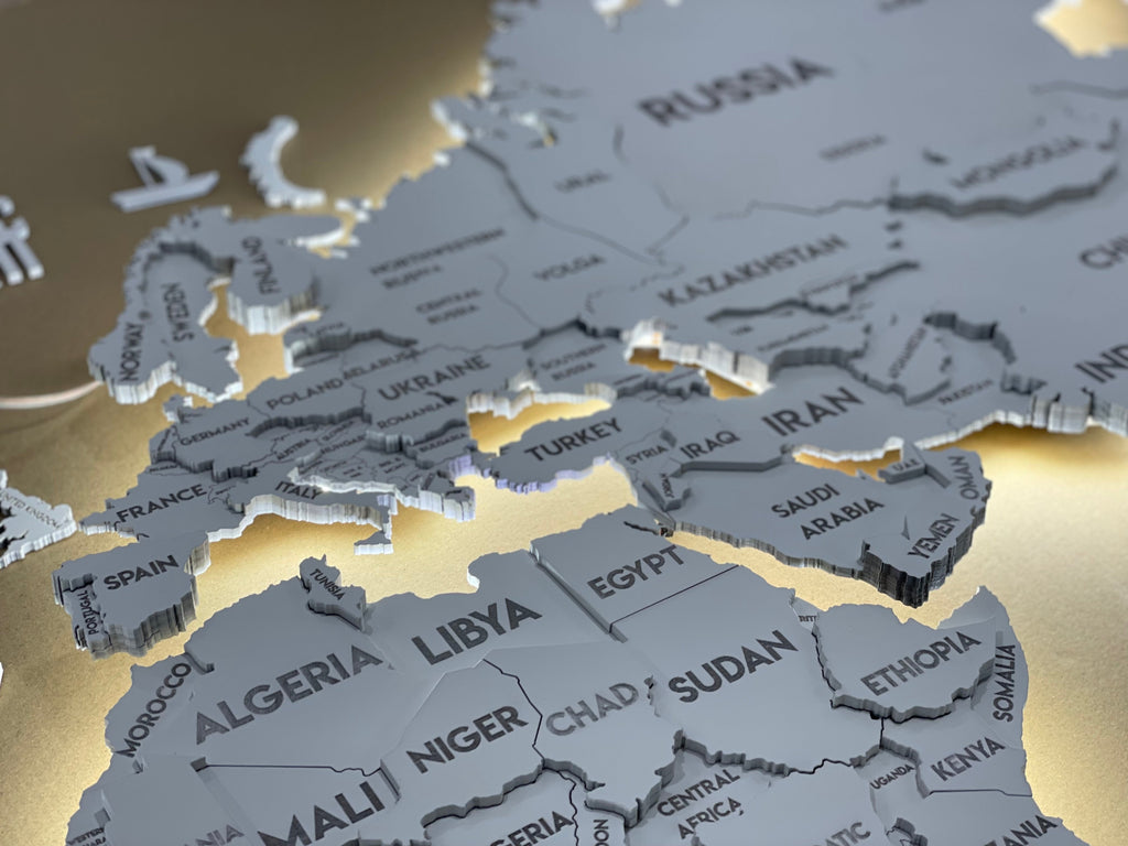 LED 3D Wooden Multilayer world map color White — buy | FACTURA