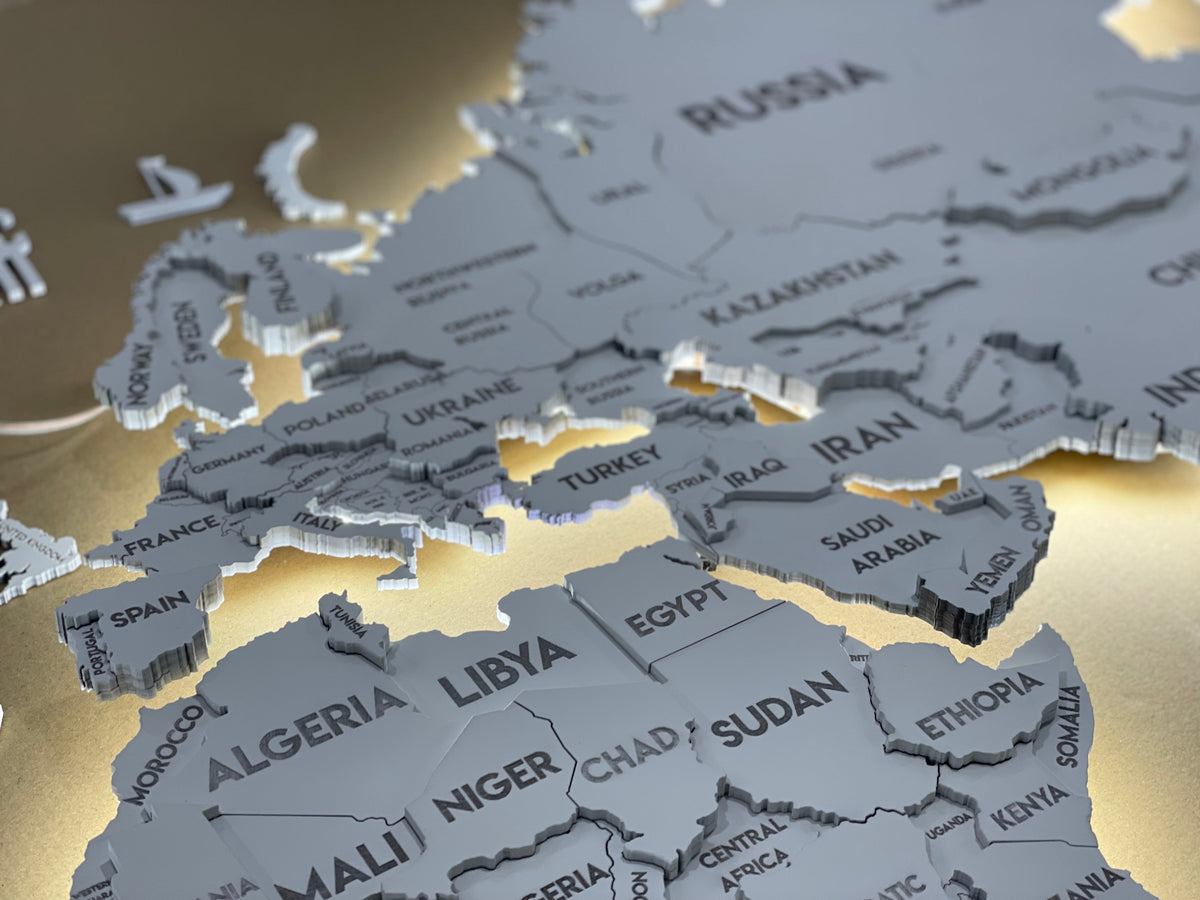 LED 3D Wooden Multilayer world map color White — buy | FACTURA
