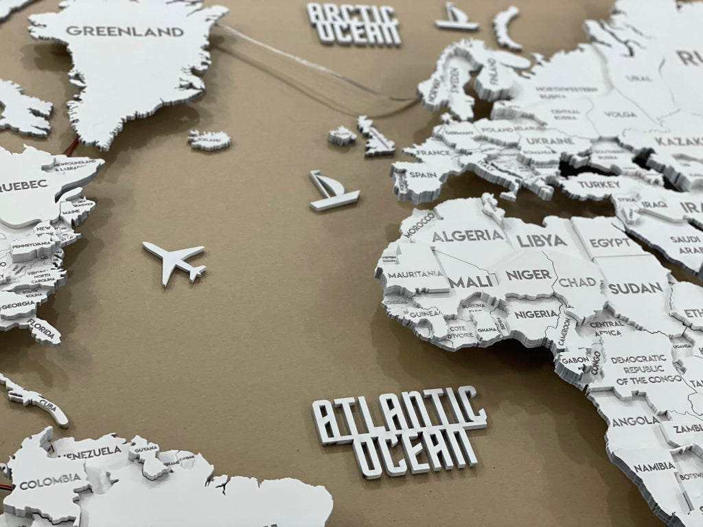 LED 3D Wooden Multilayer world map color White — buy | FACTURA