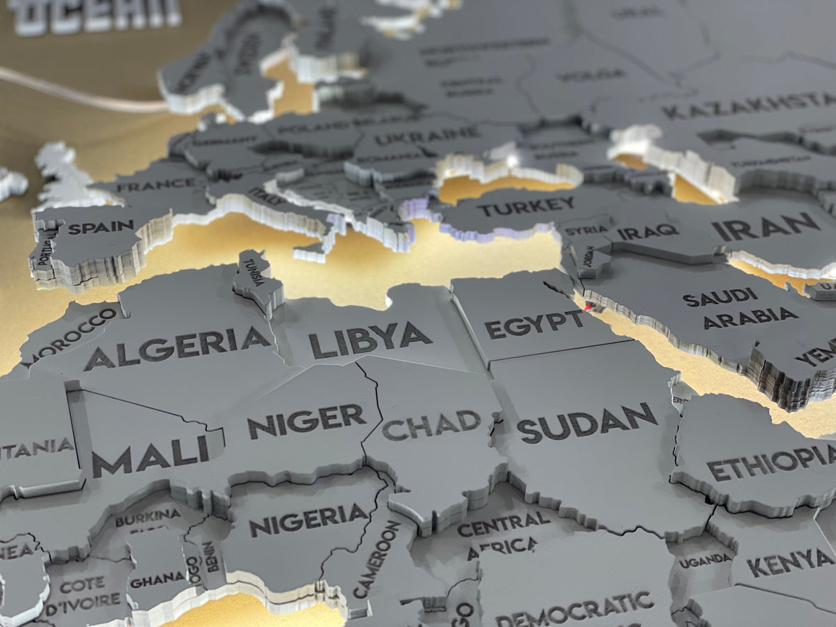 LED 3D Wooden Multilayer world map color White — buy | FACTURA