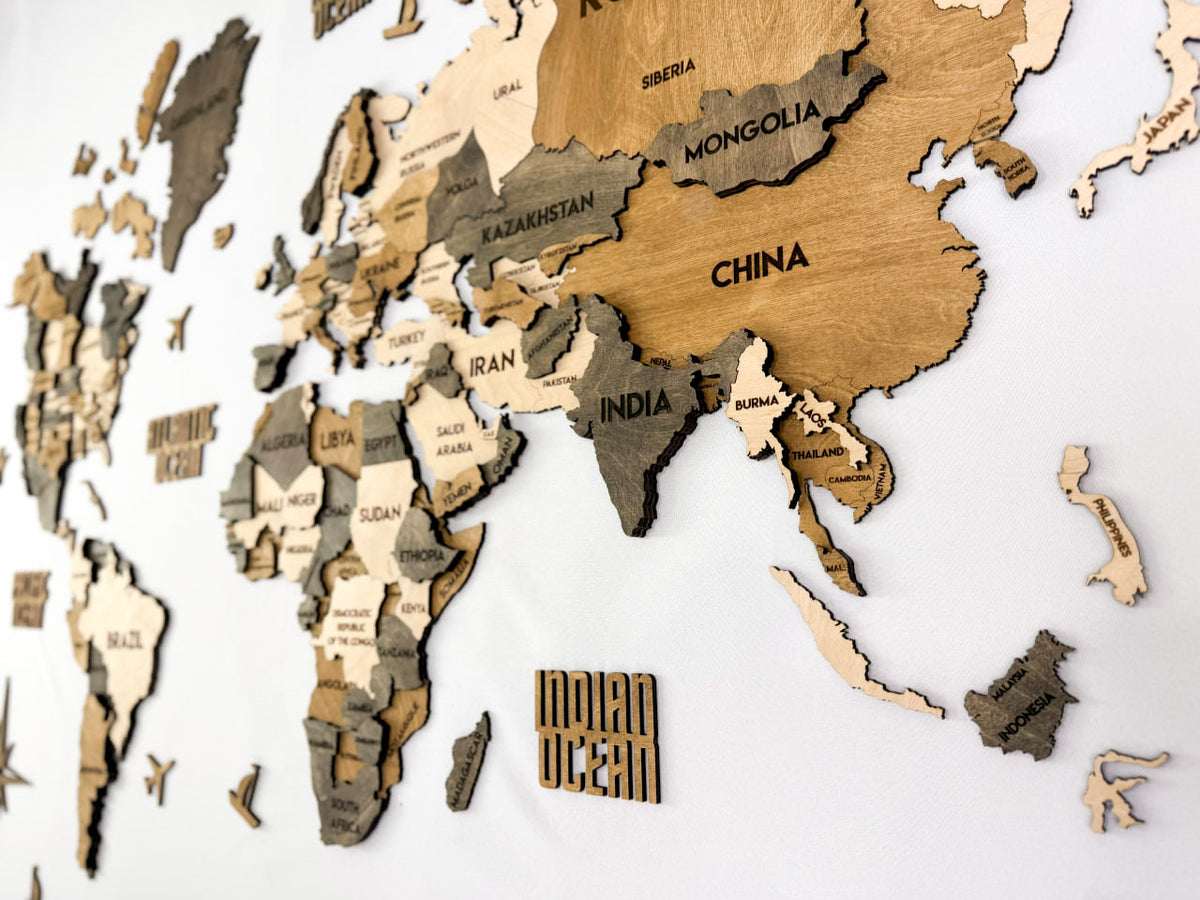 3D Wooden Multilayer world map color Wander — buy | FACTURA