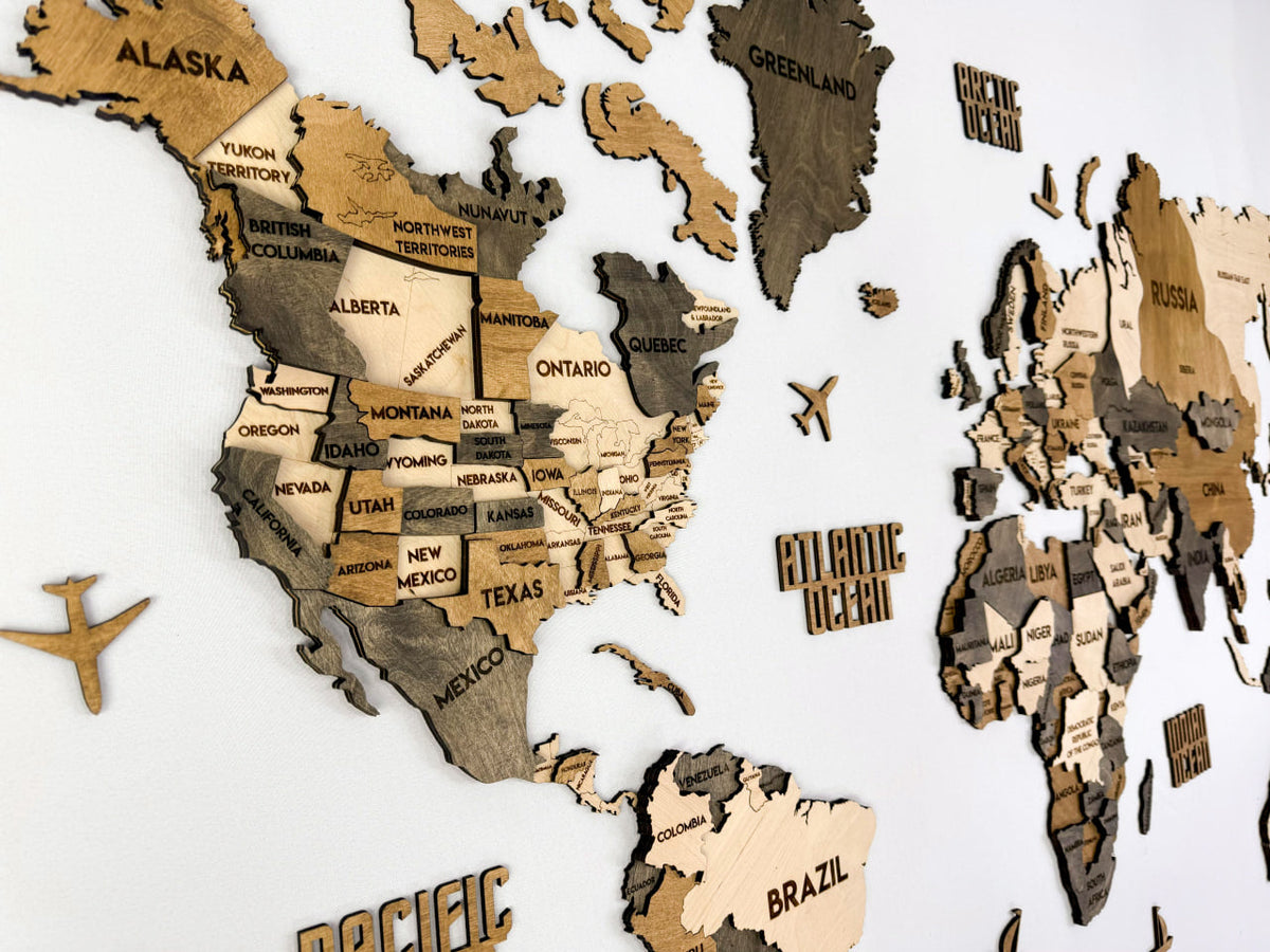 3D Wooden Multilayer world map color Wander — buy | FACTURA